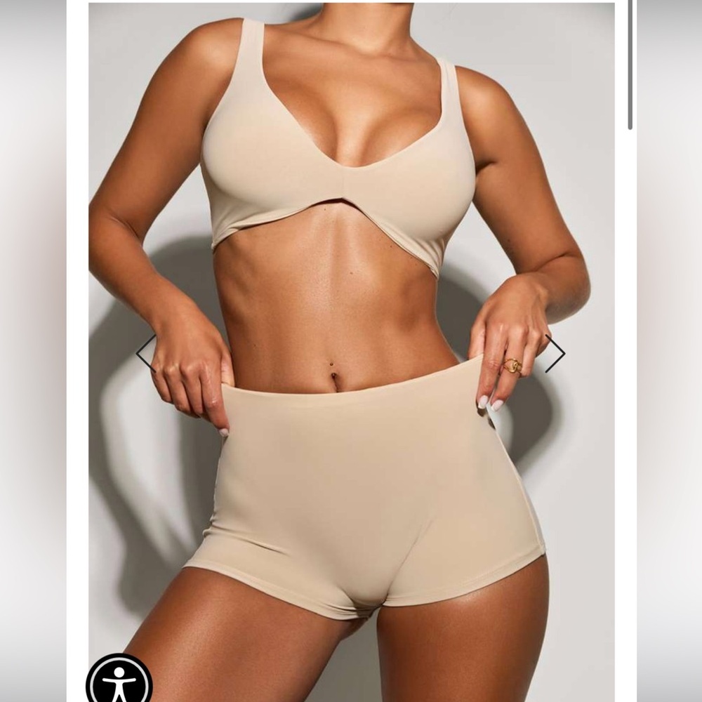 Naked Wardrobe Keep It Cute Seamless Nude Tan Micro Shorts Hot Pants